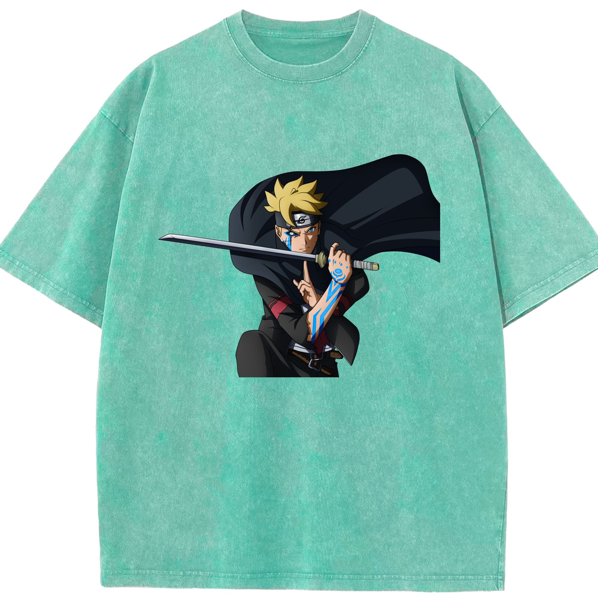 （画像用） NARUTO -ナルト- うずまき ボルト Uzumaki Boruto 綿100% ヴィンテージ風 半袖Tシャツ（フロントプリント）
